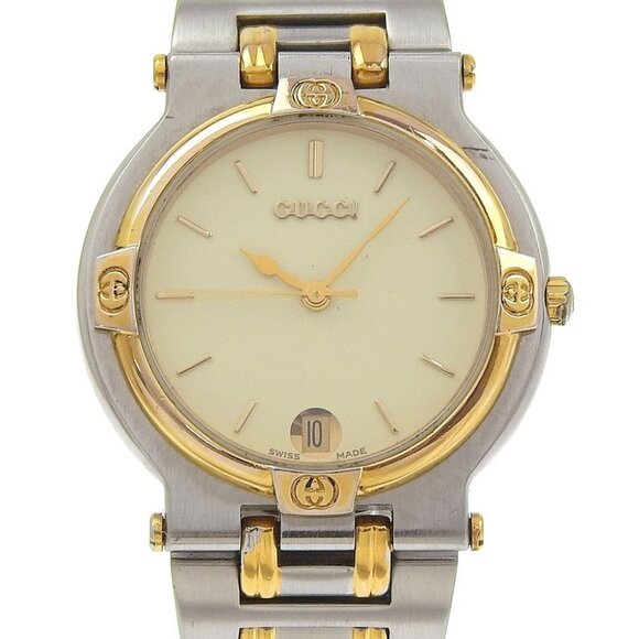GUCCI Watches 9000M IvoryDial Stainless Steel/Plated Gold Quartz Analog - Picture 1 of 8